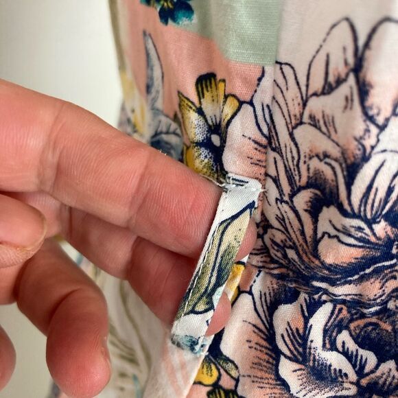 Vintage Floral Patchwork Print Fit & Flare button down shirt dress w/ pockets - Picture 8 of 12